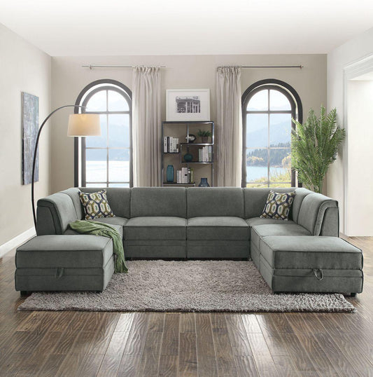 Bois Modular Armless Chair, Gray Velvet