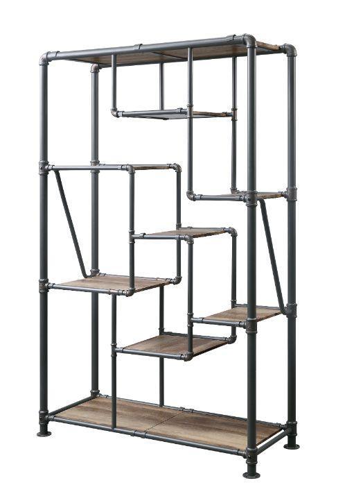 Brantley Book Shelf, Antique Oak & Sandy Gray Finish