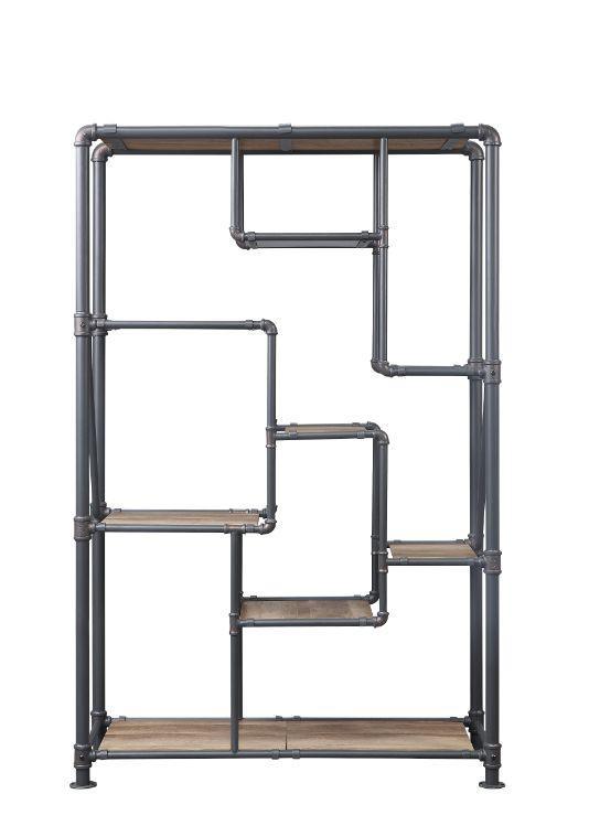 Brantley Book Shelf, Antique Oak & Sandy Gray Finish
