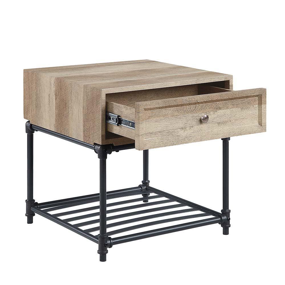 Brantley End Table, Oak & Sandy Black Finish