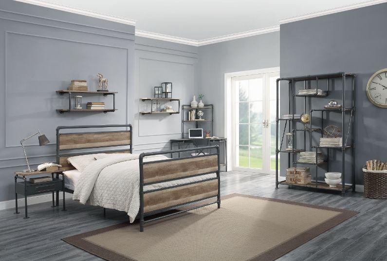 Brantley Full Bed, Antique Oak & Sandy Gray Finish