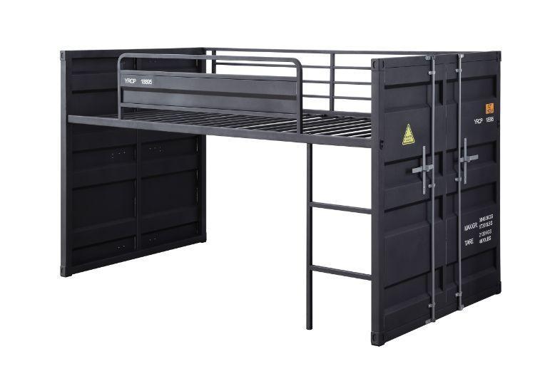 Cargo Twin Loft Bed w/Slide, Gunmetal Finish