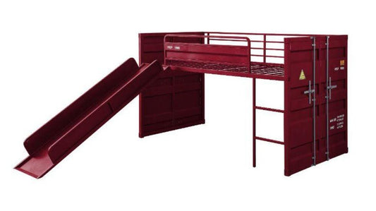 Cargo Twin Loft Bed w/Slide, Red Finish