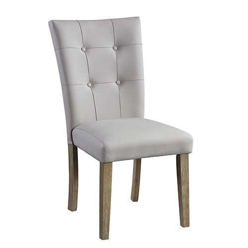 ACME Charnell Side Chair (Set-2), Gary PU & Oak Finish