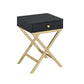 Coleen Side Table, Black & Brass