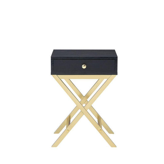Coleen Side Table, Black & Brass