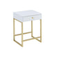 Coleen Side Table, White & Brass