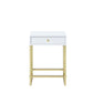 Coleen Side Table, White & Brass