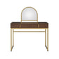 Coleen Vanity Desk w/Mirror & Jewelry Tray, Walnut & Gold