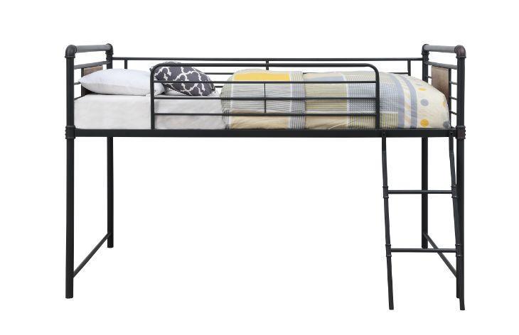 Cordelia Twin Loft Bed w/Slide, Antique Oak, Sandy Black & Dark Bronze