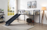 Cordelia Twin Loft Bed w/Slide, Antique Oak, Sandy Black & Dark Bronze