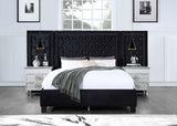 Damazy Queen Bed, Black Velvet