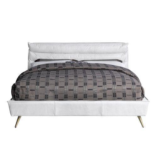 Doris Queen Bed, Vintage White Top Grain Leather