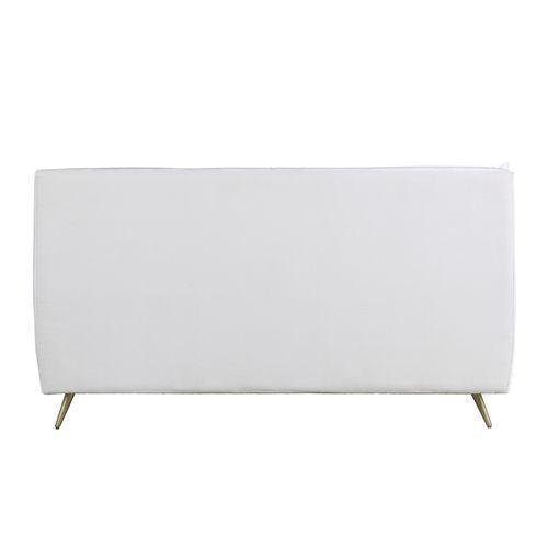 Doris Queen Bed, Vintage White Top Grain Leather