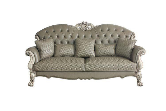 Dresden Sofa w/ 5 Pillows, Vintage Bone White