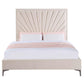 Faiz Queen Bed, Beige Velvet