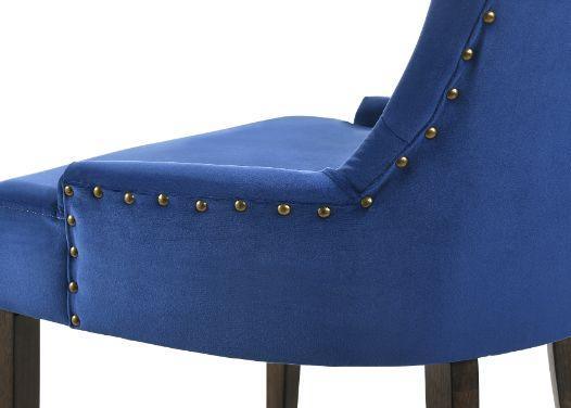 Farren Side Chair, Blue Velvet & Espresso Finish (Set-2)