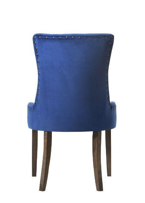 Farren Side Chair, Blue Velvet & Espresso Finish (Set-2)