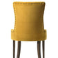 Farren Side Chair, Yellow Velvet & Espresso Finish (Set-2)