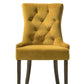 Farren Side Chair, Yellow Velvet & Espresso Finish (Set-2)