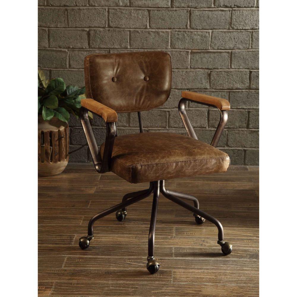 Hallie Office Chair, Vintage Whiskey Top Grain Leather