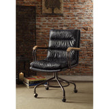 Harith Office Chair, Vintage Blue Top Grain Leather