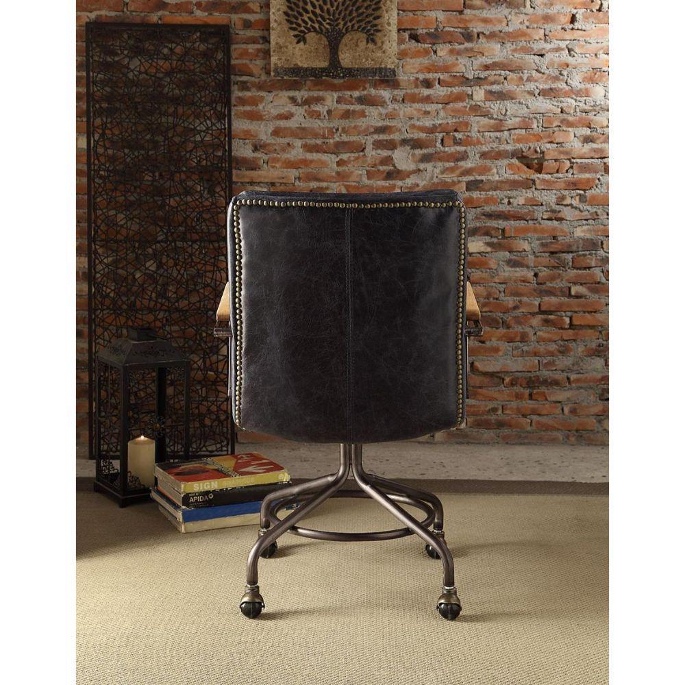 Harith Office Chair, Vintage Blue Top Grain Leather
