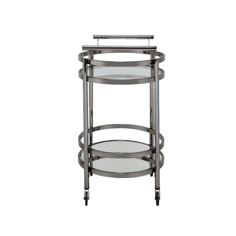 Lakelyn Serving Cart, Black Nickel & Clear Glass