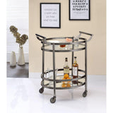 Lakelyn Serving Cart, Black Nickel & Clear Glass