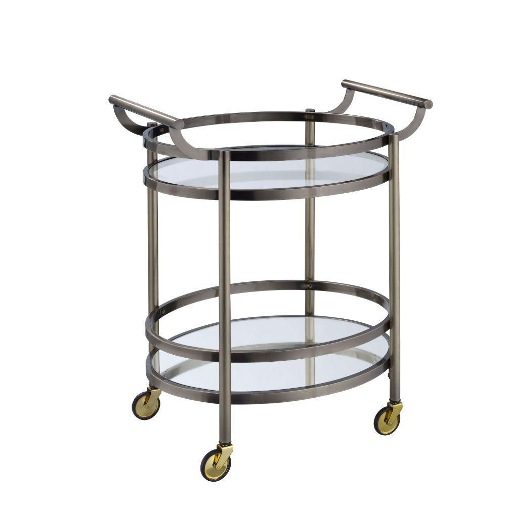 Lakelyn Serving Cart, Brushed Bronze & Clear Glass