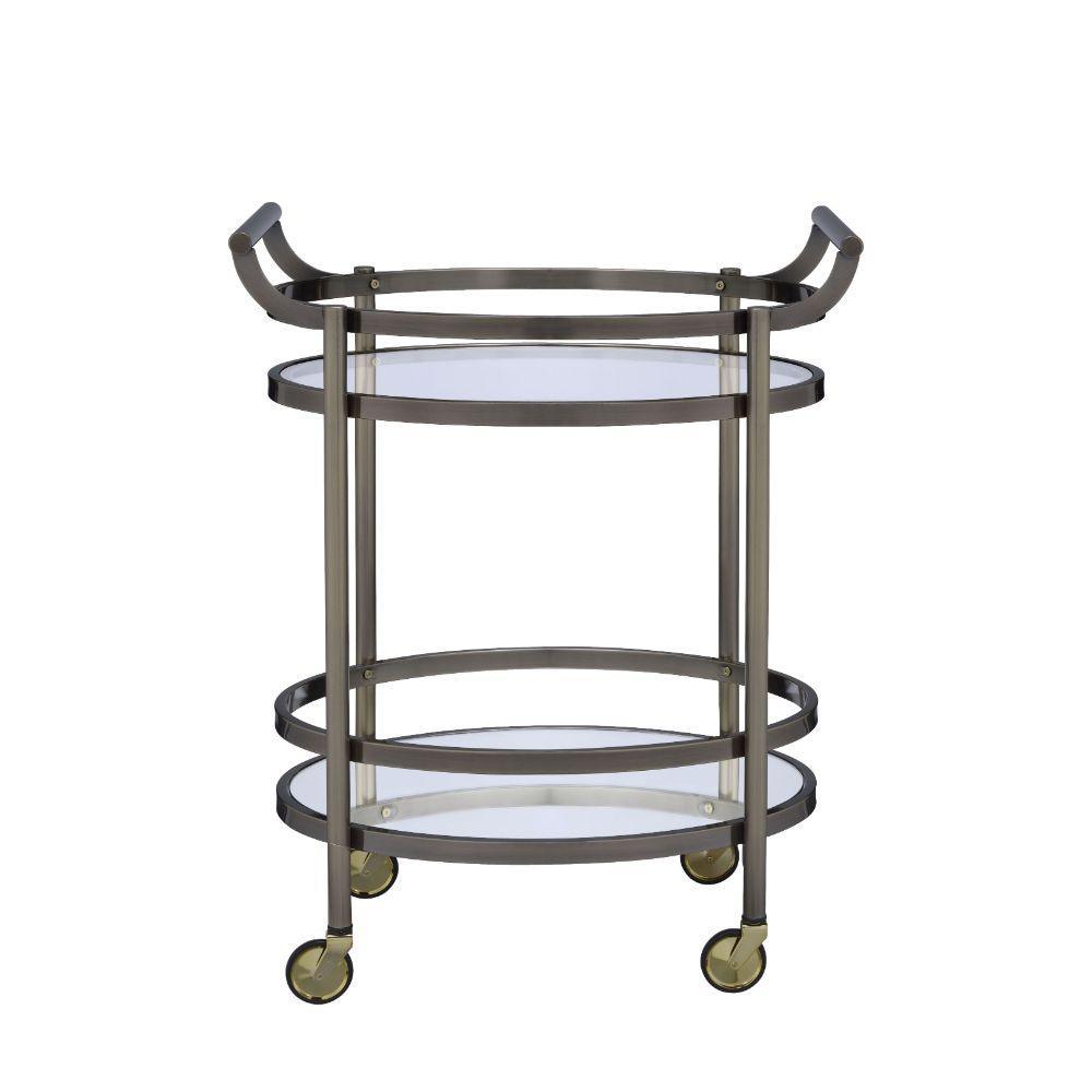 Lakelyn Serving Cart, Brushed Bronze & Clear Glass