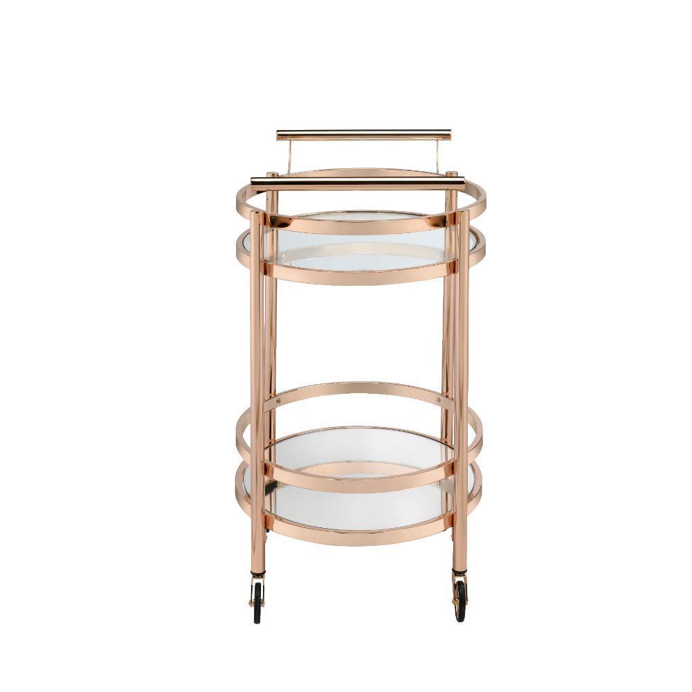 Lakelyn Serving Cart, Rose Gold & Clear Glass