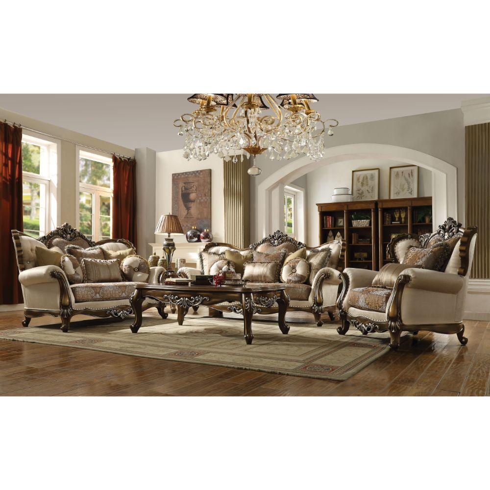 Latisha Chair w/2 Pillow, Tan, Pattern Fabric & Antique Oak