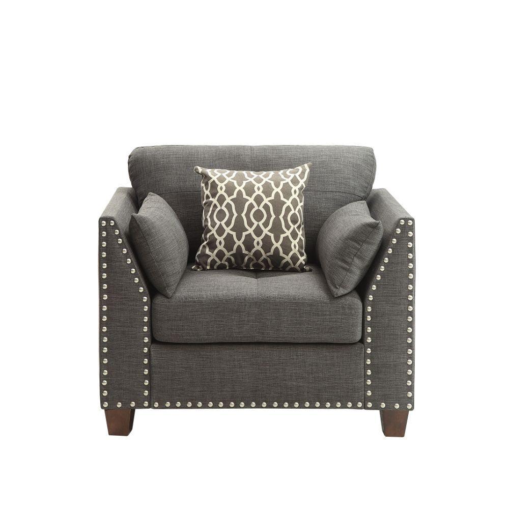 Laurissa Chair w/3 Pillows, Light Charcoal Linen