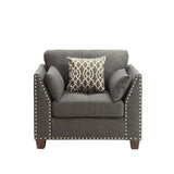 Laurissa Chair w/3 Pillows, Light Charcoal Linen