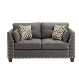 Laurissa Loveseat w/4 Pillows, Light Charcoal Linen
