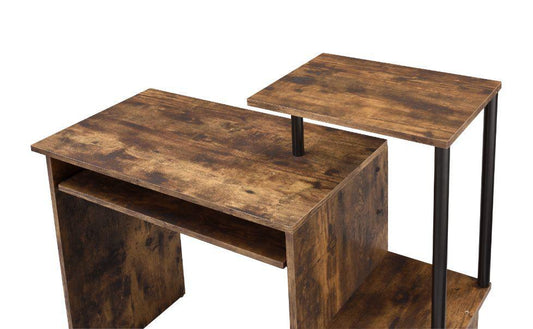 Lyphre Computer Desk, Weathered Oak & Black Finish