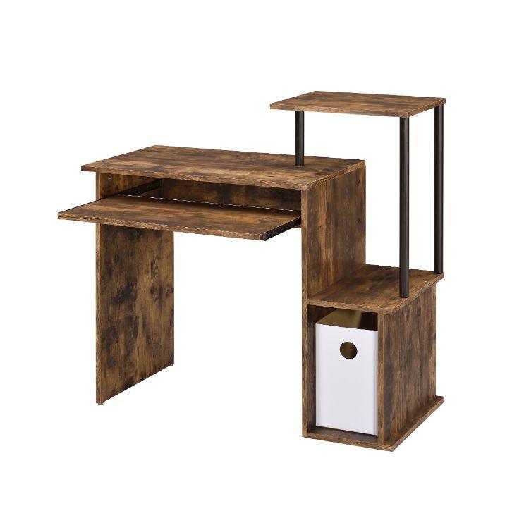 Lyphre Computer Desk, Weathered Oak & Black Finish