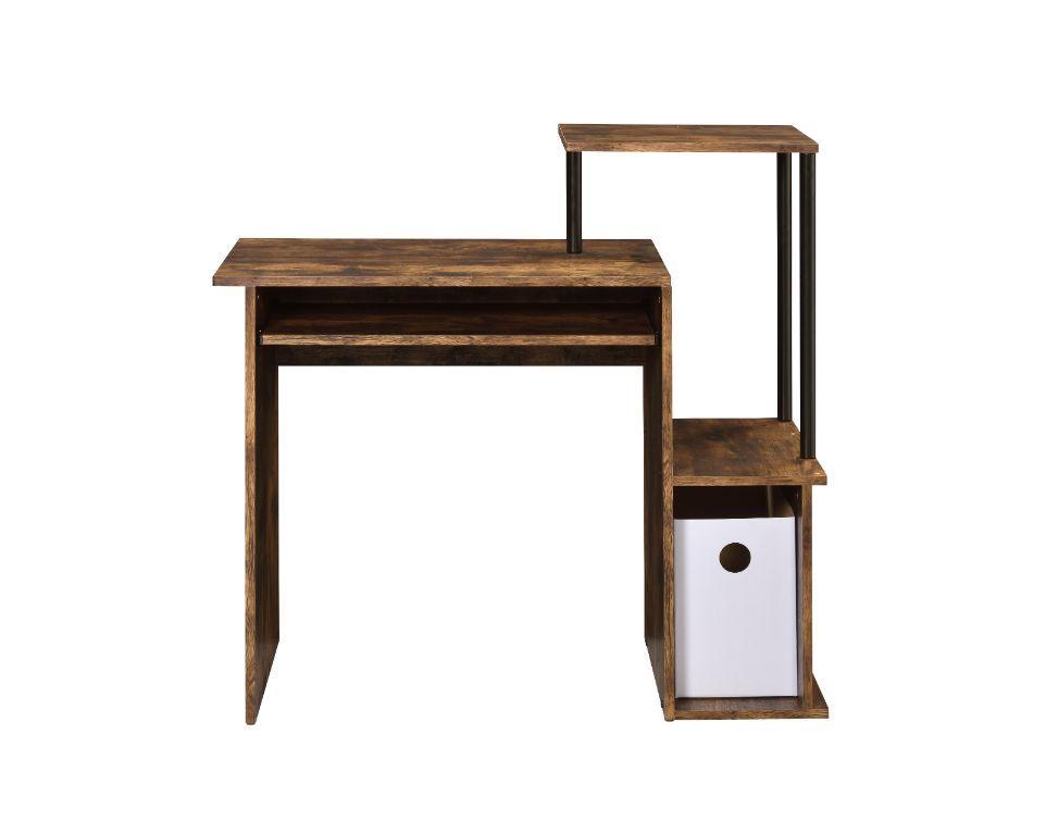 Lyphre Computer Desk, Weathered Oak & Black Finish