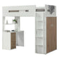 Nerice Twin Loft Bed, White & Oak