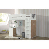 Nerice Twin Loft Bed, White & Oak