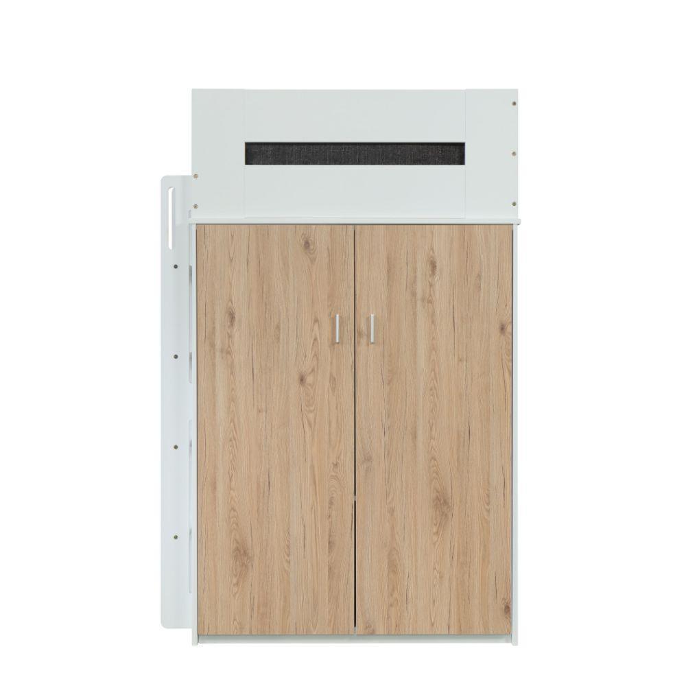 Nerice Twin Loft Bed, White & Oak