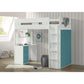 Nerice Twin Loft Bed, White & Teal