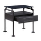 Nicipolis Nightstand, Sandy Gray & Glass