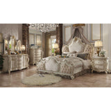 ACME Picardy Eastern King Bed, Fabric & Antique Pearl  26877EK