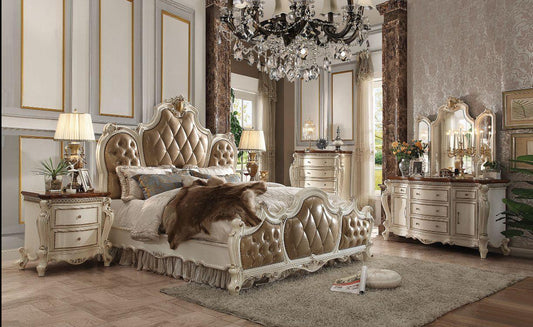 ACME Picardy Queen Bed, PU & Antique Pearl 26900Q