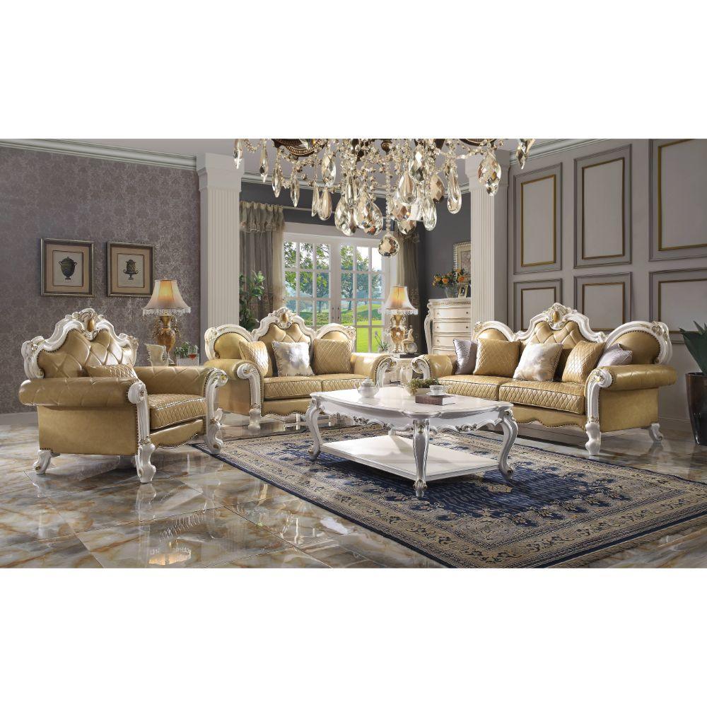 Picardy Sofa w/5 Pillows, Antique Pearl