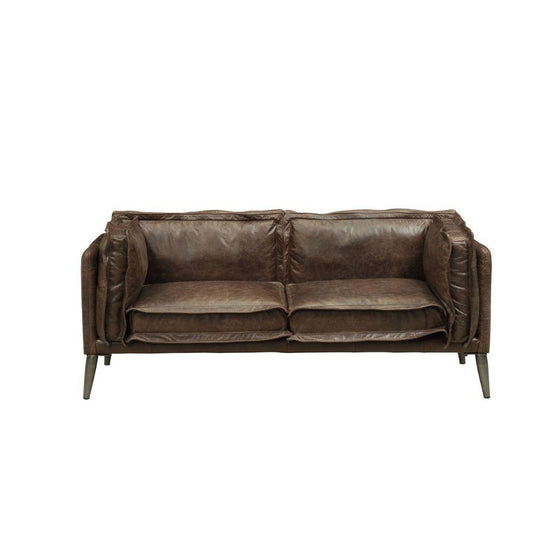 ACME Porchester Loveseat, Distress Chocolate Top Grain Leather