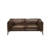Porchester Loveseat, Distress Chocolate Top Grain Leather