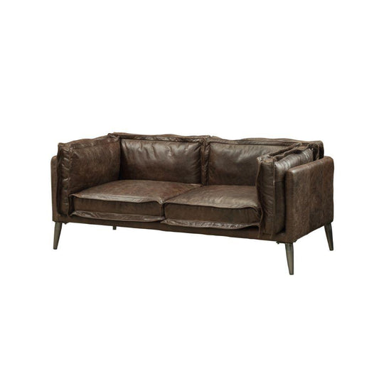 ACME Porchester Loveseat, Distress Chocolate Top Grain Leather